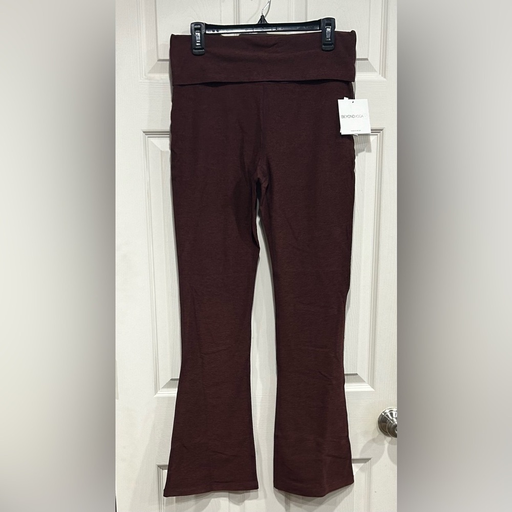 Beyond Yoga Women's XL Spacedye Foldover Bootcut Pant Chocolate Brown NWT